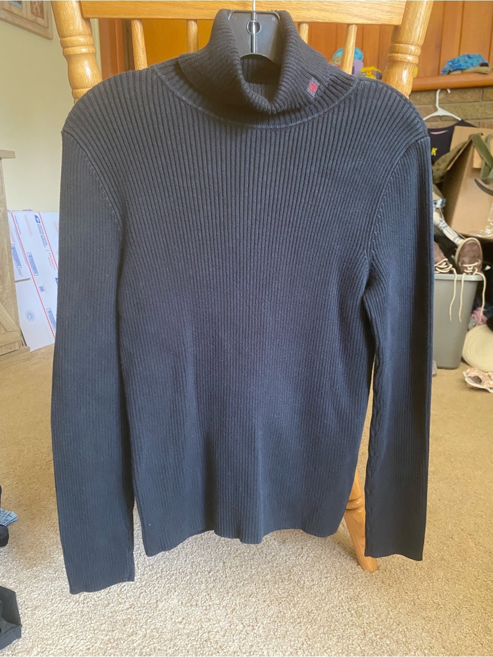 Vintage Lauren Ralph Lauren 100% Cotton Ribbed Turtleneck Sweater - Large